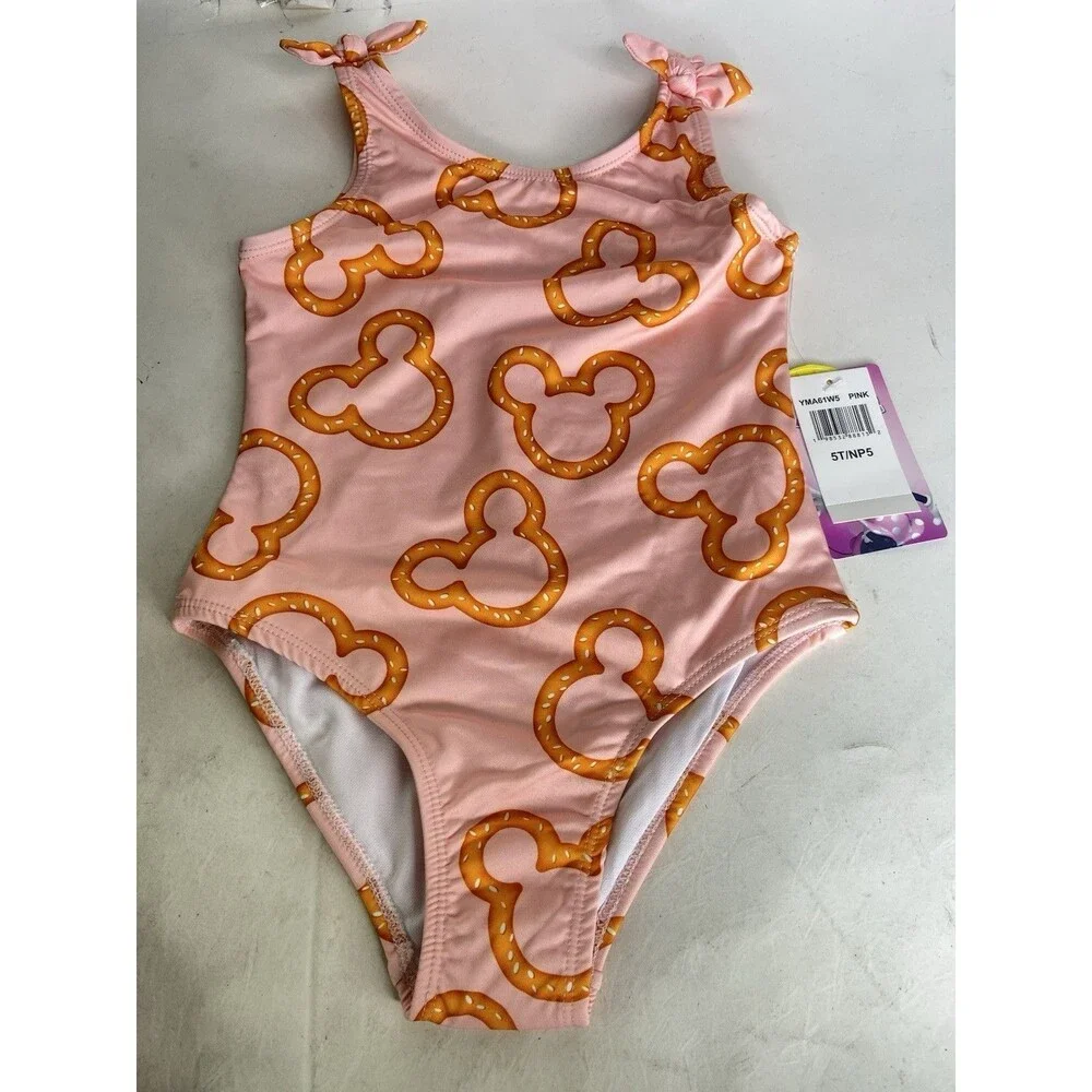 Disney Mickey Minnie Mouse Pretzel One Piece Swimsuit Swimwear Toddler Girls 5T